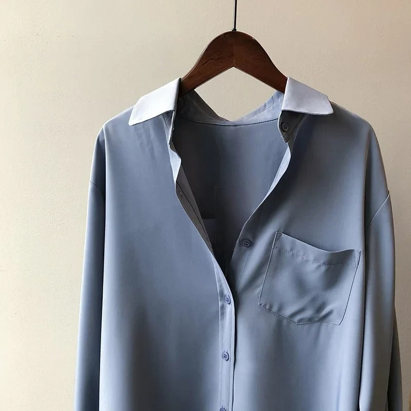 Nathan - Camisa de Manga Larga con Bolsillo Delantero