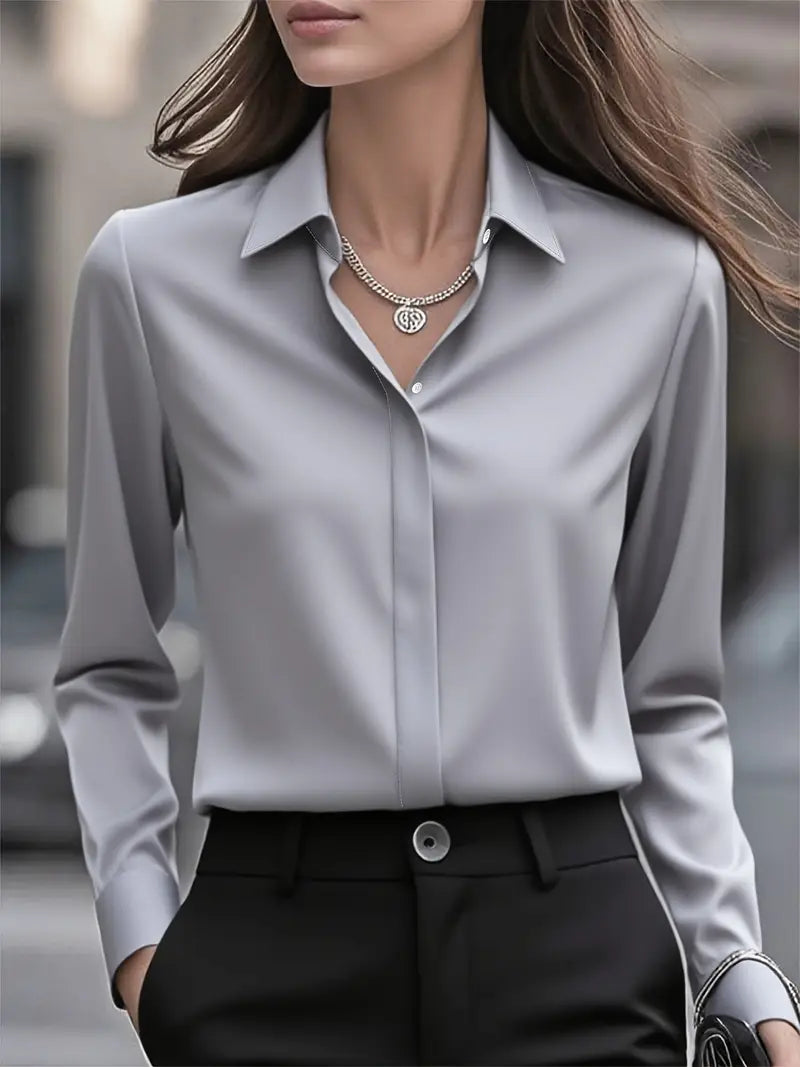 Amiliana - Camisa Elegante De Manga Larga Con Botones