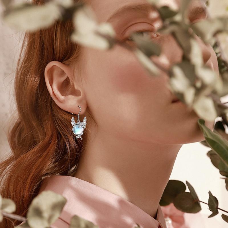 Brunhilde piedra lunar-pendientes